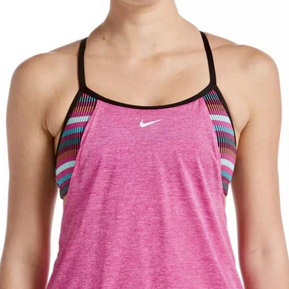 NWT Nike Women’s Pro Dri‑FIT Tank Top • Size M • Multi‑Color Stripe Detail - Picture 2 of 11